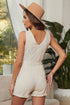 Button V Neck Romper With Belt